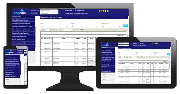 Management dashboard showing student progress and performance analytics