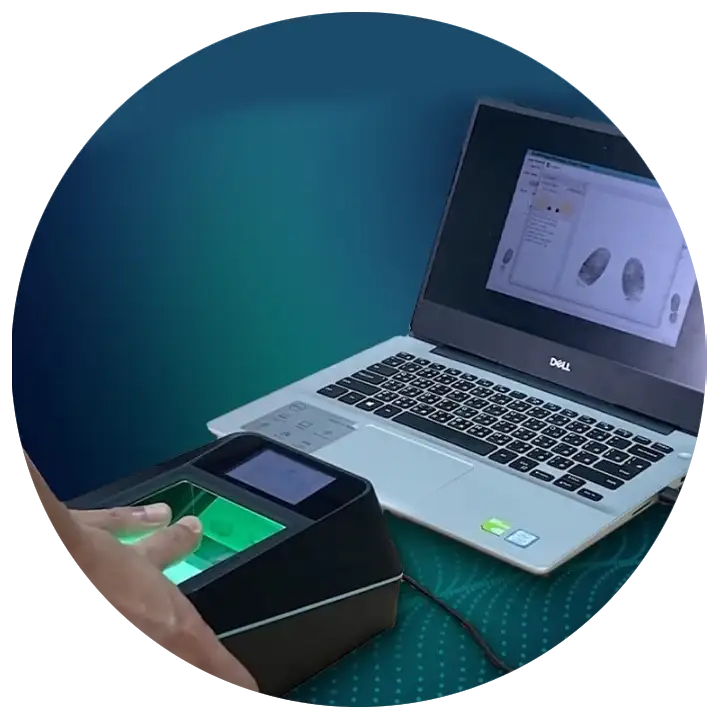 Biometric integration showing fingerprint and iris recognition for secure access management